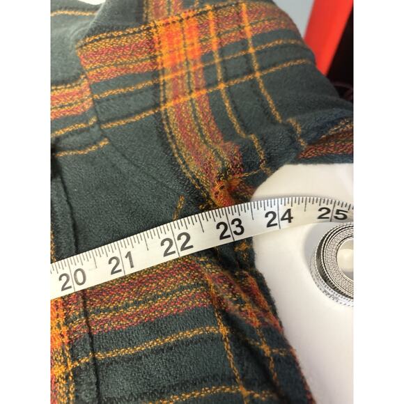 American Eagle Flannel Shirt Women Large Green Plaid Button Up Cropped Oversized - Picture 5 of 5